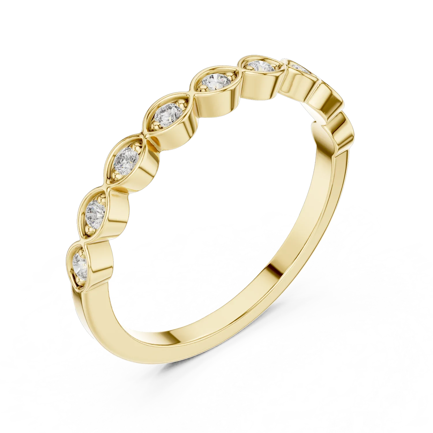Obrączka z diamentami Vintage Marquise 24 w żółtym złocie — zdjęcie 1