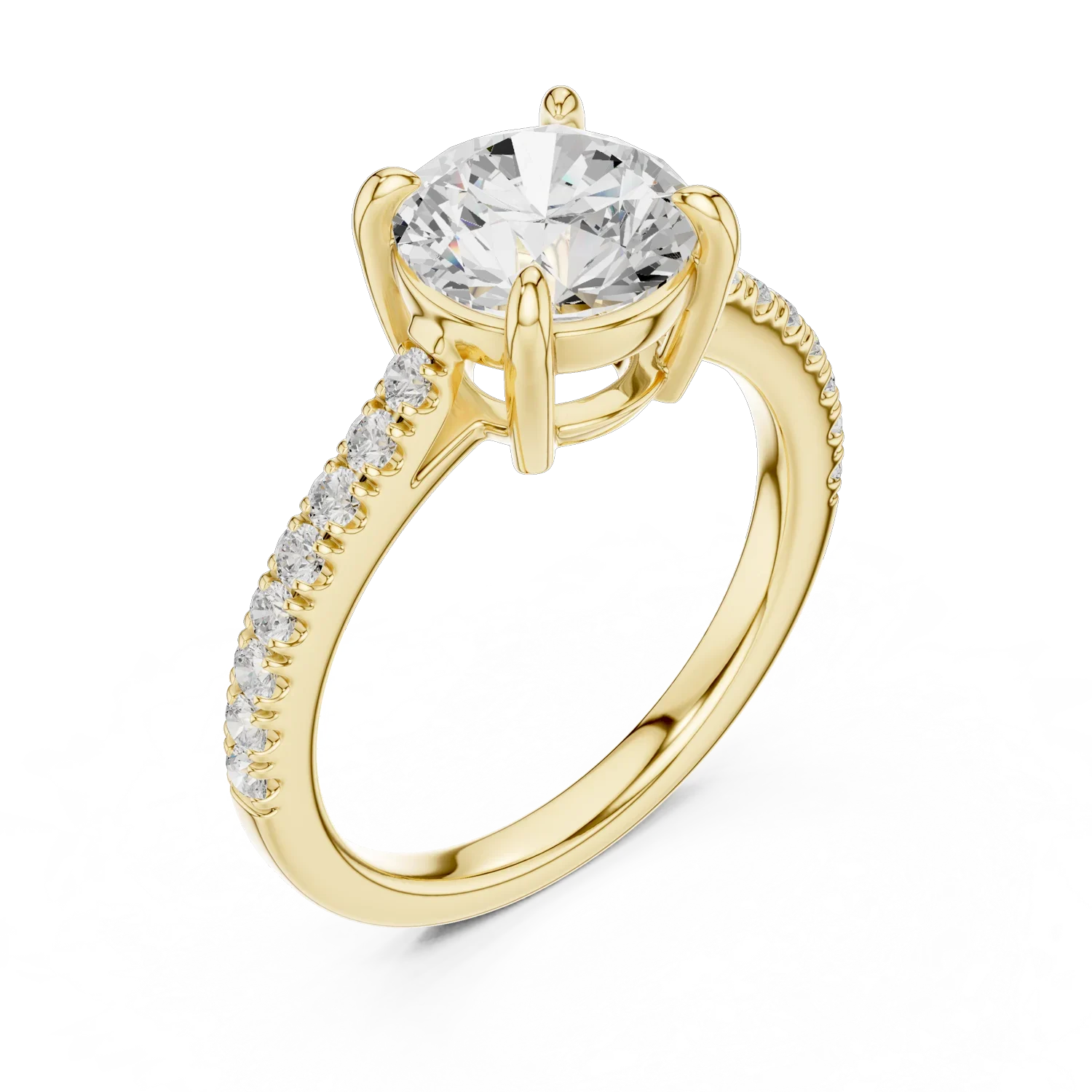 Pierścionek zaręczynowy z diamentem Pavé DDLR-882 w żółtym złocie — zdjęcie 1